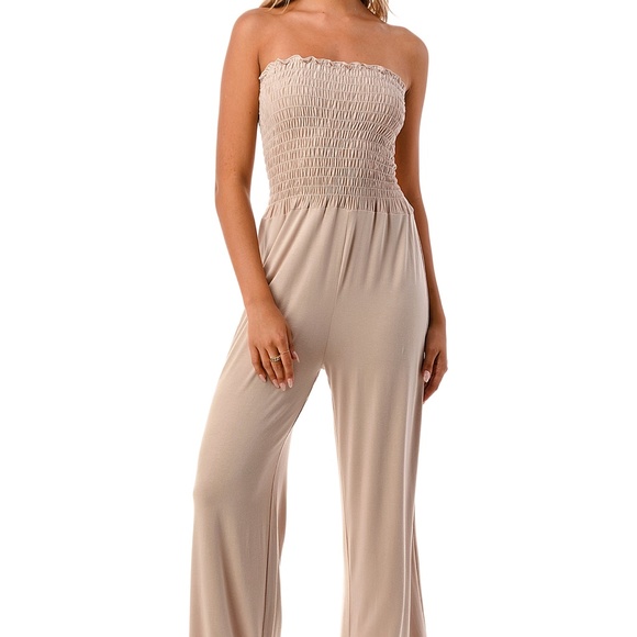 Women Solid Strapless Jumpsuit, Tie Dye Jumpsuit - Picture 1 of 4